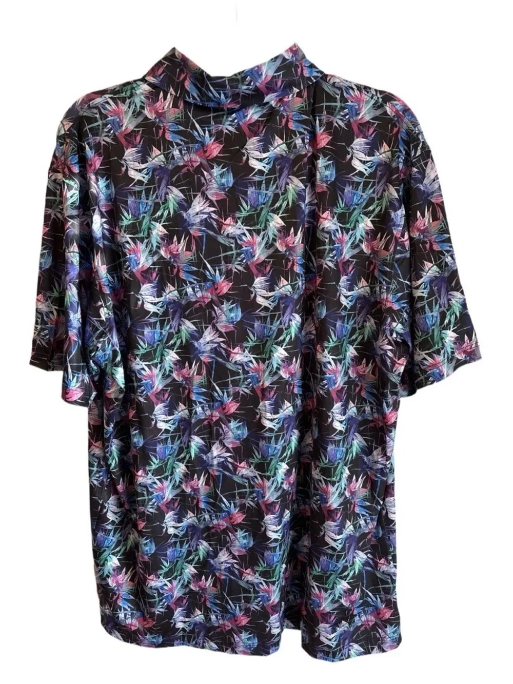 MAELREG Performance Floral Print Button-Up Shirt - Black Multi NWT - Picture 2 of 6